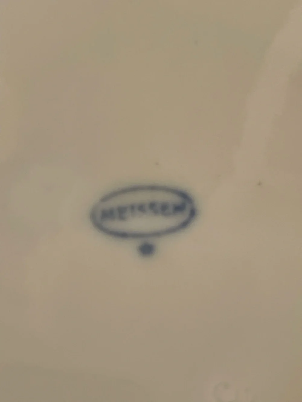 Antique Porcelain Meissen Blue Onion Scalloped Plate-9 3/4”